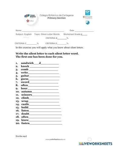 Silent Letter Words