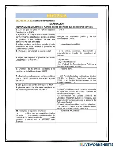 SECUENCIA 22: Apertura democrática