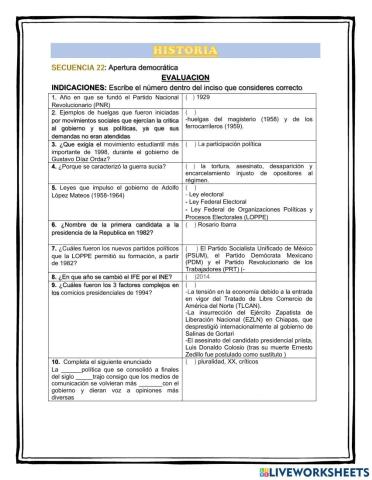 SECUENCIA 22: Apertura democrática