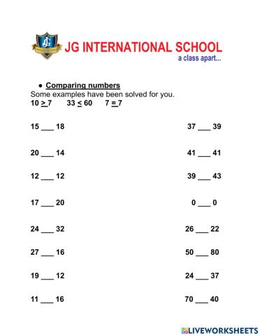Comparison of numbers