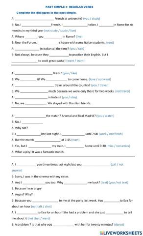 Simple past regular verbs