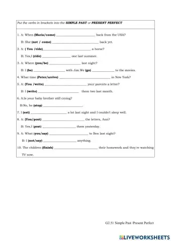 Bsenior Worksheet 51G