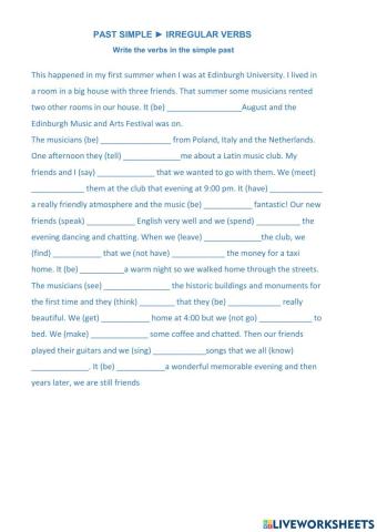 Simple past irregular verbs