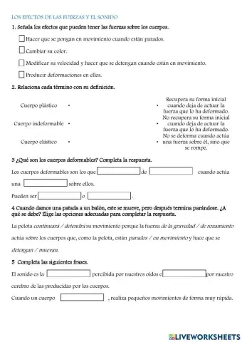 Los efectos de las fuerzas y el sonido