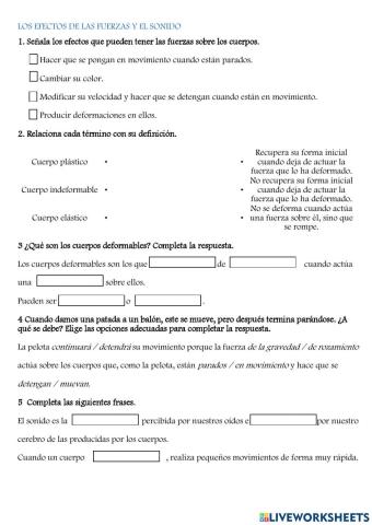 Los efectos de las fuerzas y el sonido