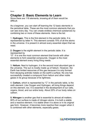 Chapter 2: Basic Elements to Learn