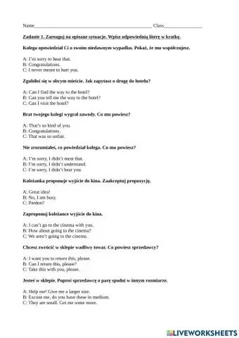 Reagowanie językowe, funkcje językowe