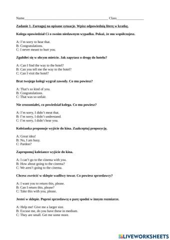 Reagowanie językowe, funkcje językowe