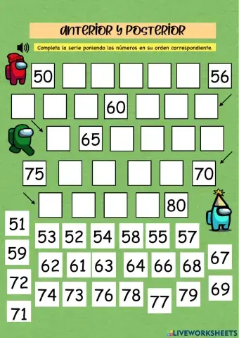 Números anterior y posterior