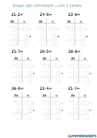 Sottrazioni con cambio