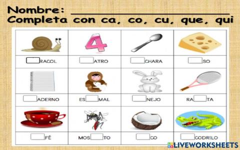 Ca, co, cu, que, qui
