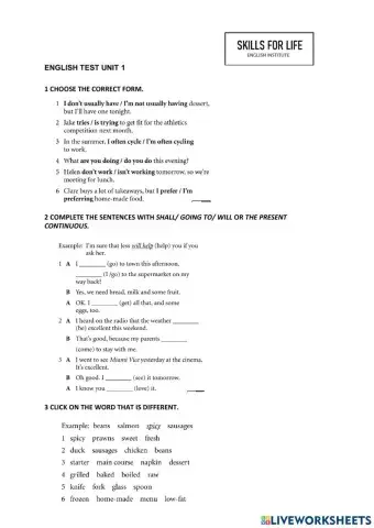 Present simle or contnuous and futures