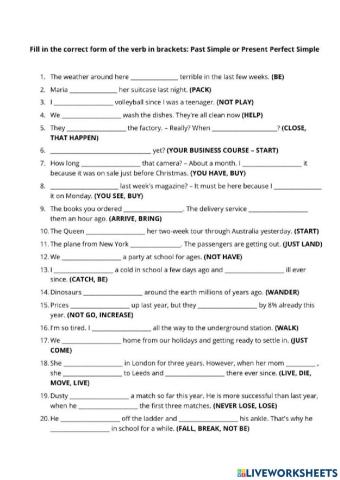 Present Perfect vs. Past Simple