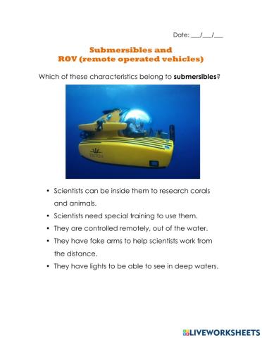 Submersibles and ROV