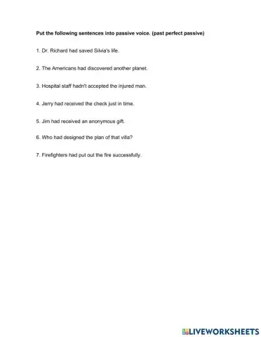 Past Perfect Passive