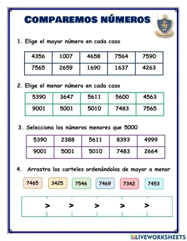Comparar números de 4 cifras