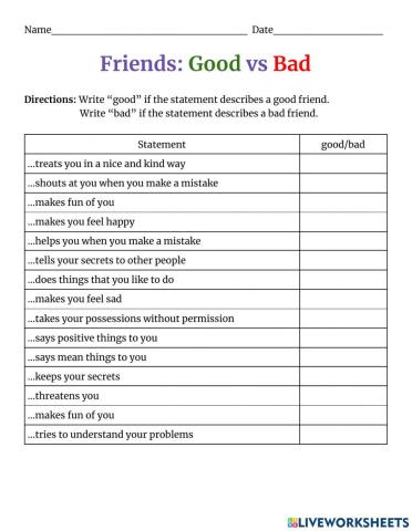 Friends: Good vs Bad