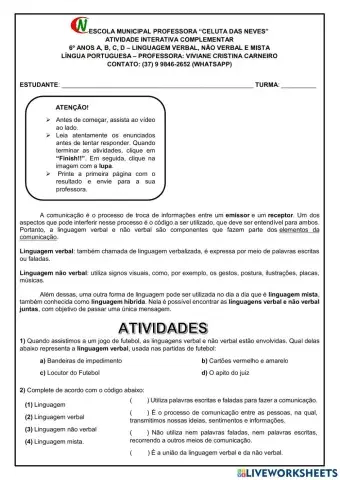 Linguagem verbal, não verbal e mista