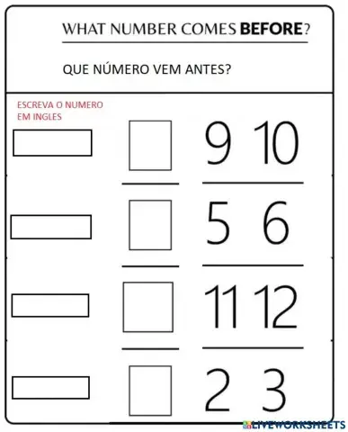 Numbers 1-10 what comes before?