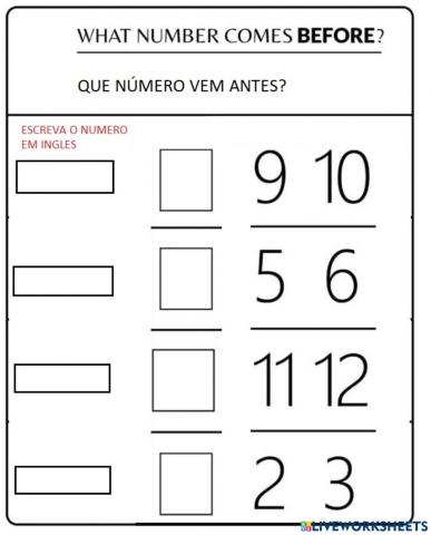 Numbers 1-10 what comes before?