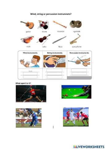 Sports and musical instruments
