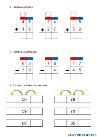 Matemática adição e subtração