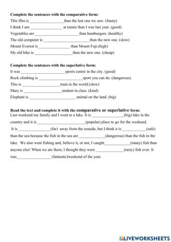 Comparative, superlative