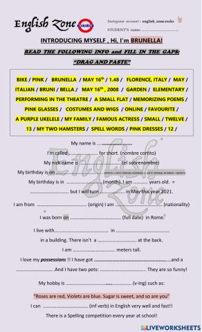 Introducing myself: Hi I'm Brunella