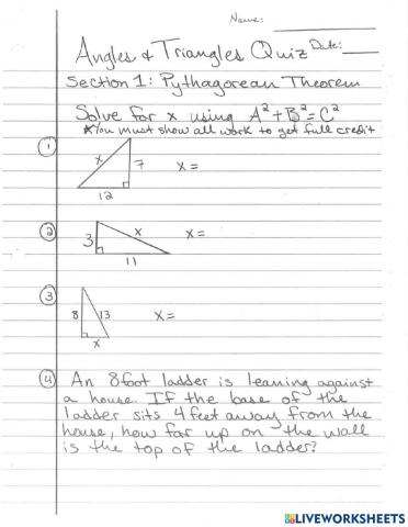 Angles and Triangles Quiz