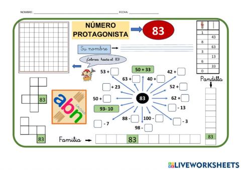 Numeración abn 1º primaria ficha 83