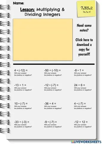 Multiply & Divide Integers