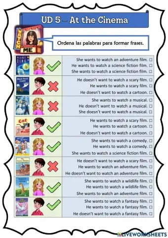 4º UD 5 - At the Cinema Ficha 4
