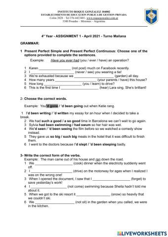 4° Year - Assignment 1 - April 2021