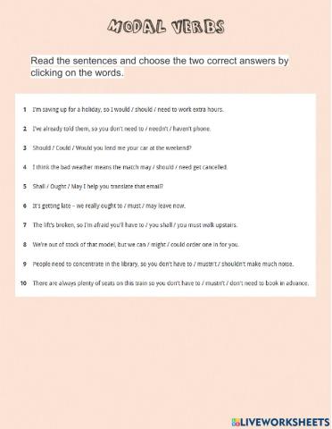 Modal vebrs -expert first unit 7