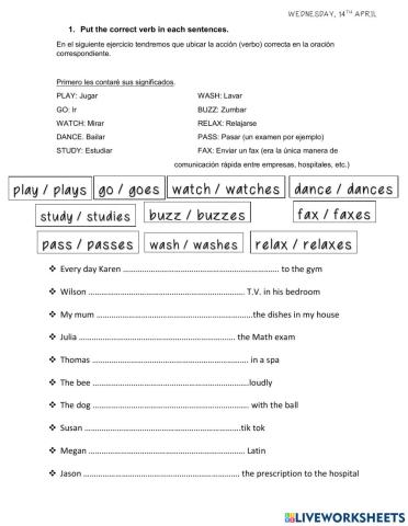 Present simple positive and negative