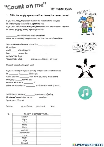 Bruno Mars - Count on me Lyrics