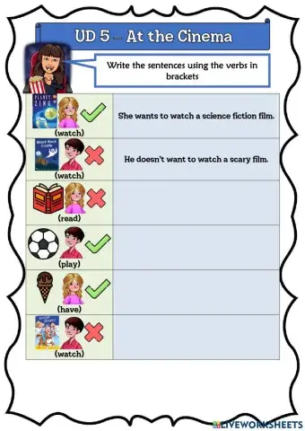 4º UD 5 - At the Cinema Ficha 5