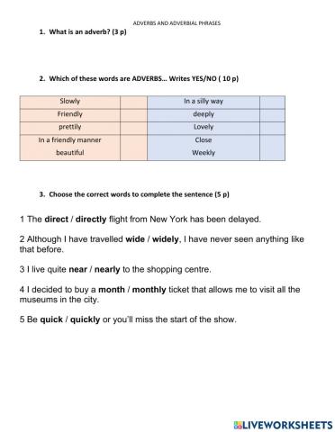 Adverbs and adverbial phrases