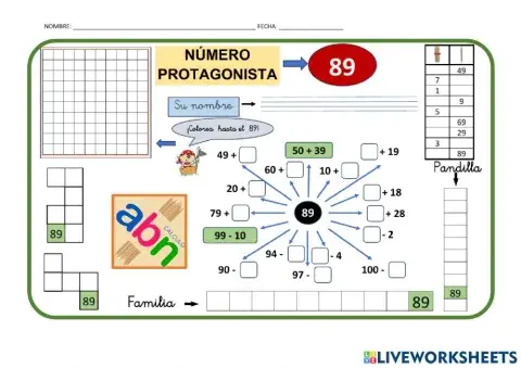 Numeración abn 1º primaria ficha 89