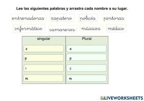 Singular - Plural