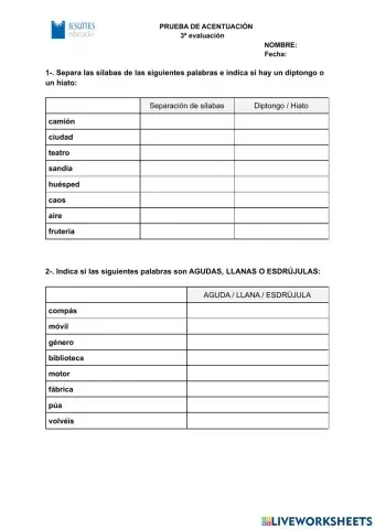 Prueba de normas de acentuación