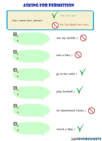 Can I ..., please? Asking for permission.