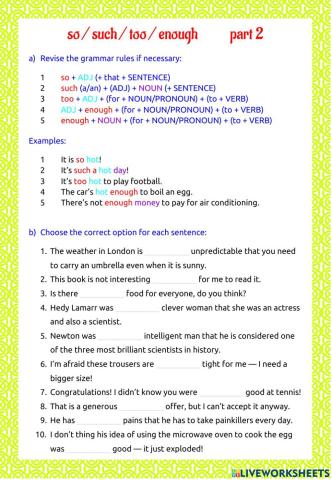 So - such - too - enough - part 2