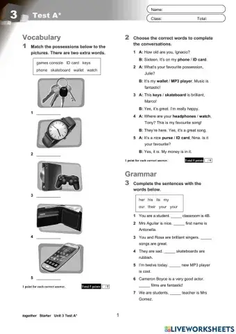English test - 2nd year