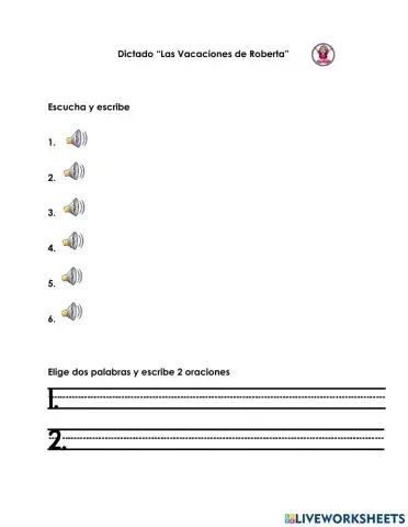Dictado -Las Vacaciones de Roberta-