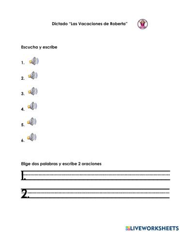 Dictado -Las Vacaciones de Roberta-