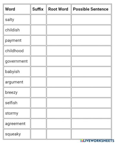 Suffixes and Roots
