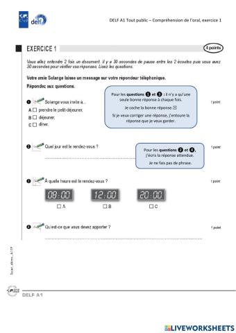 Compréhension orale A 1