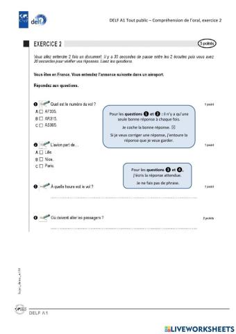 Compréhension orale A 1