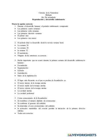 Reproducción y desarrollo embrionario